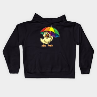 Duck with Umbrella Kids Hoodie